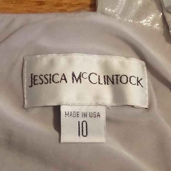 Jessica McClintock size 10 silver one shoulder rhinestone cocktail dress - Picture 3 of 6